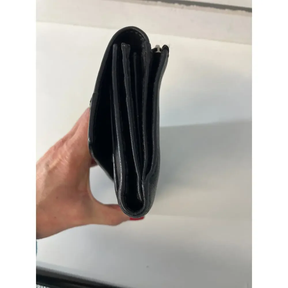 COACH LARGE BLACK SMOOTH LEATHER WALLET WITH EMBOSSED LOGO